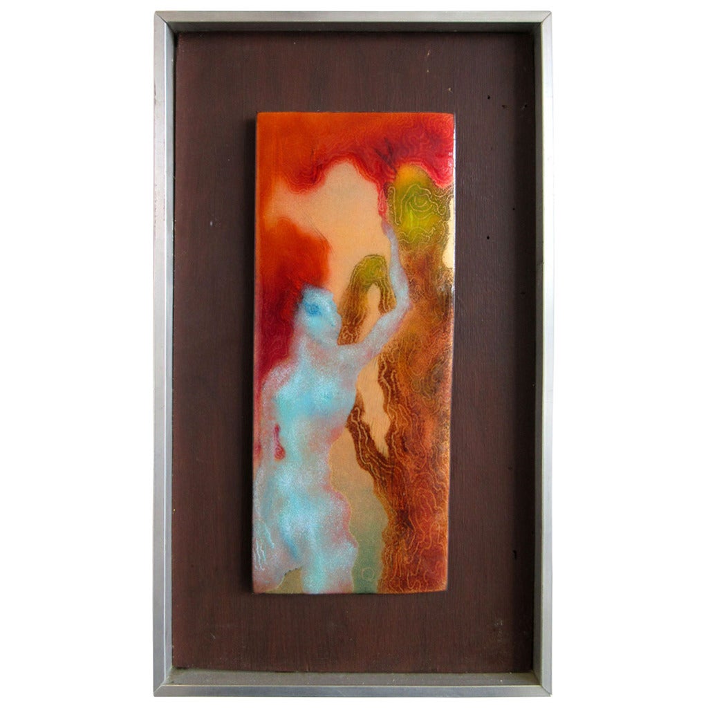 Enamel on Copper Abstract Nude Signed Lynne Queste For Sale