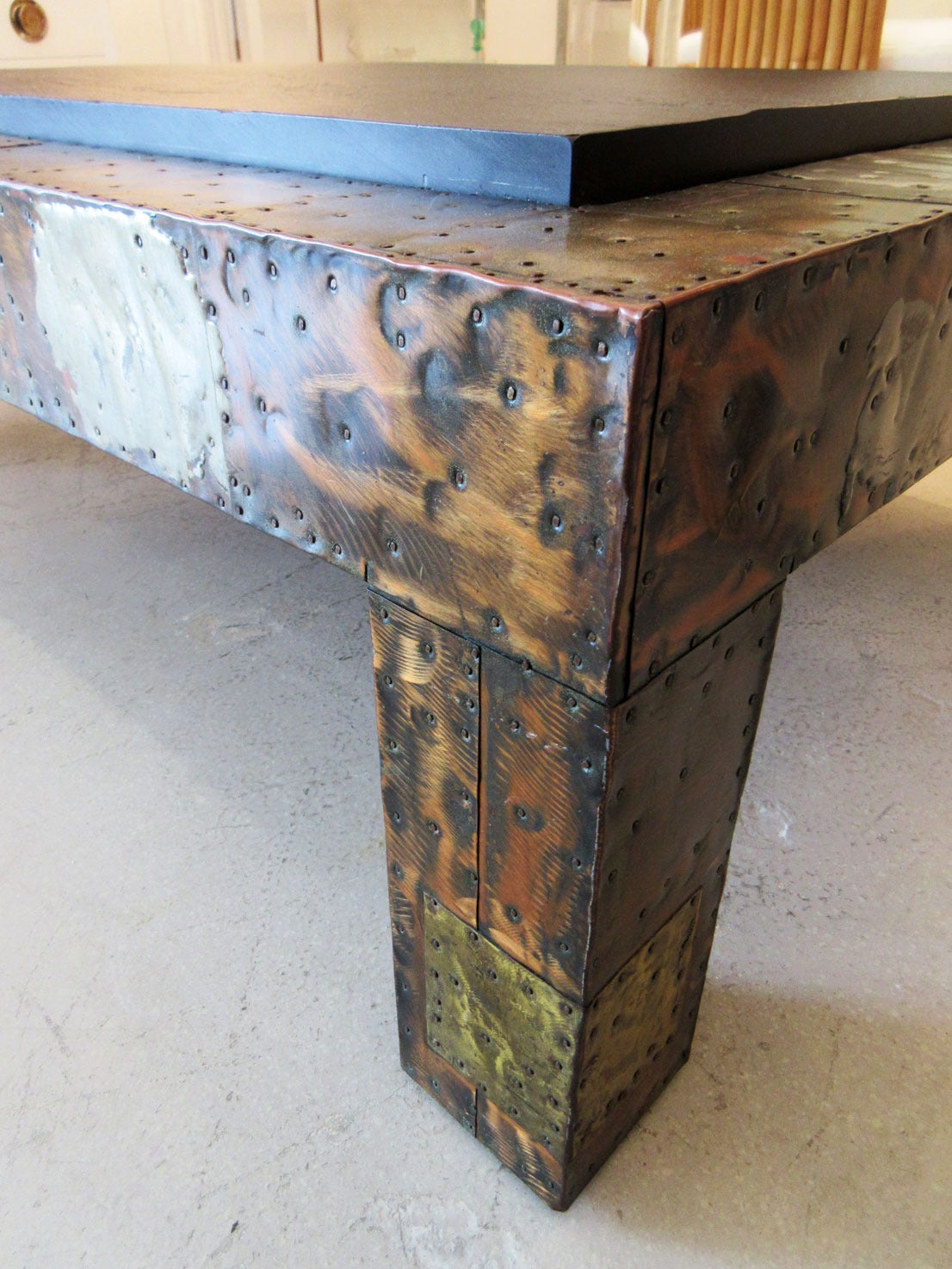 Metal Paul Evans Patchwork and Slate Coffee Table