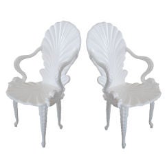 Pair of White Lacquer Grotto Chairs