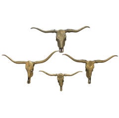 Group of Vintage Brass Stag Heads Group of Vintage Brass Stag Heads
