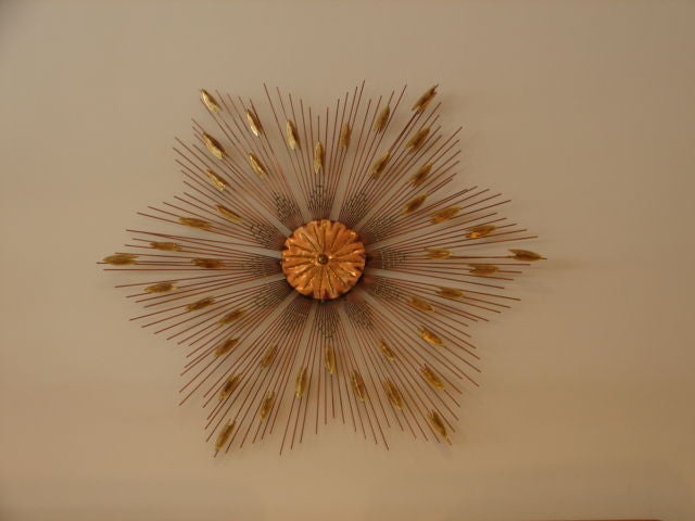 Copper Jere Sunburst Mixed Metal Wall Sculpture