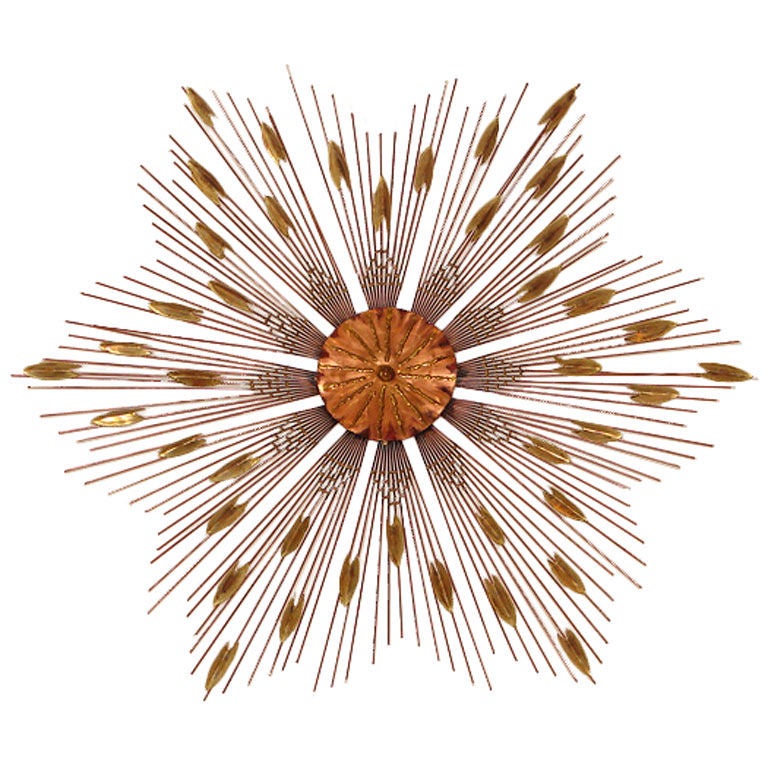 Jere Sunburst Mixed Metal Wall Sculpture