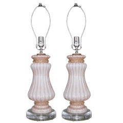 Pair of Vintage Pink Murano Glass Lamps Pair of Vintage Pink Murano Glass Lamps