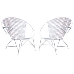 Pair of Mid Century Circular Garden Chairs- Manner of Salterini