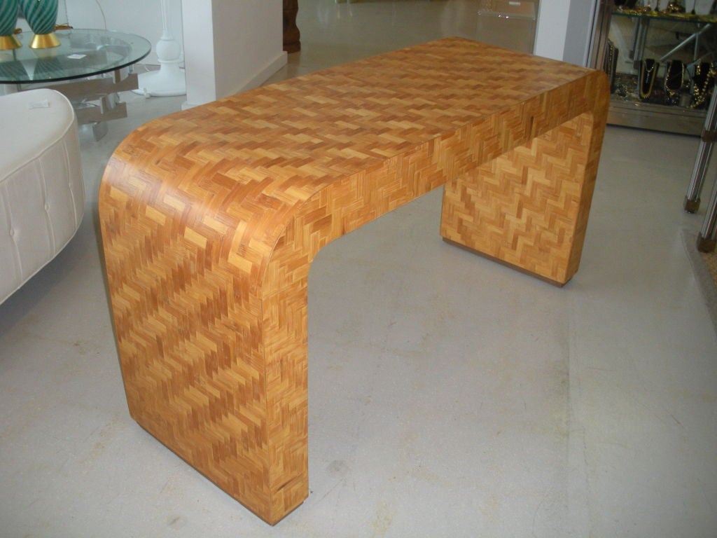 Vintage Bamboo Waterfall Console Table