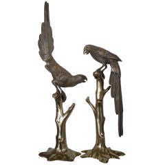 Pair of Silverplate Birds- Parrots