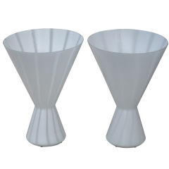 Pair of Mod White Murano Glass Lamps