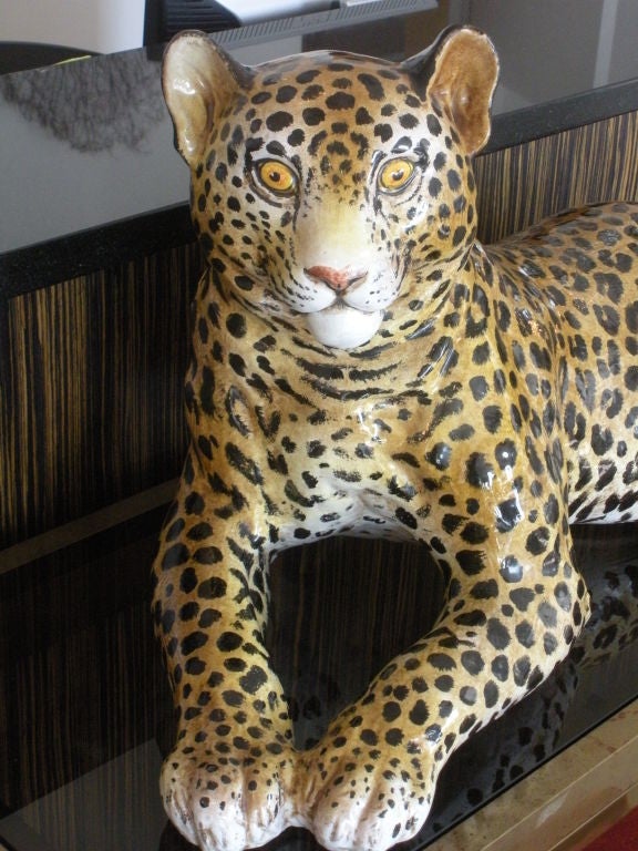 Vintage Italian Glazed Terra Cotta  Leopard 6