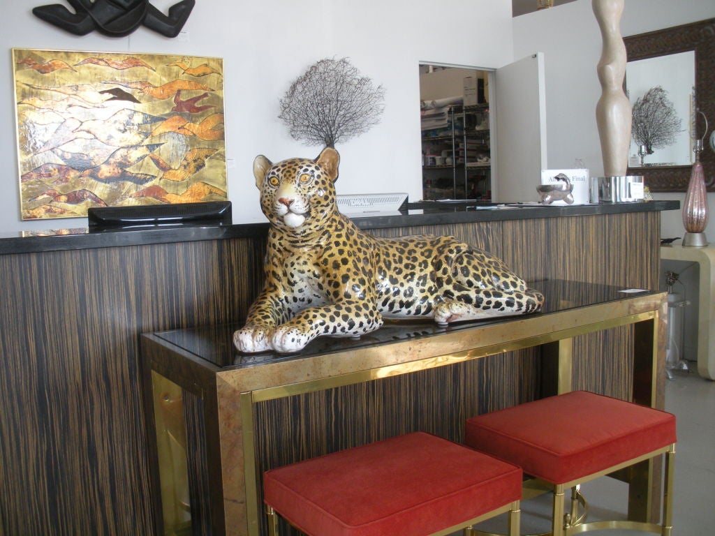 Vintage Italian Glazed Terra Cotta  Leopard 1