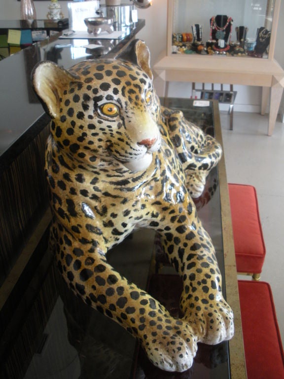 Vintage Italian Glazed Terra Cotta  Leopard 2