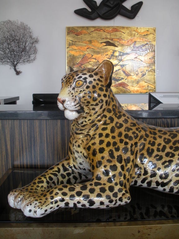 Vintage Italian Glazed Terra Cotta  Leopard 3
