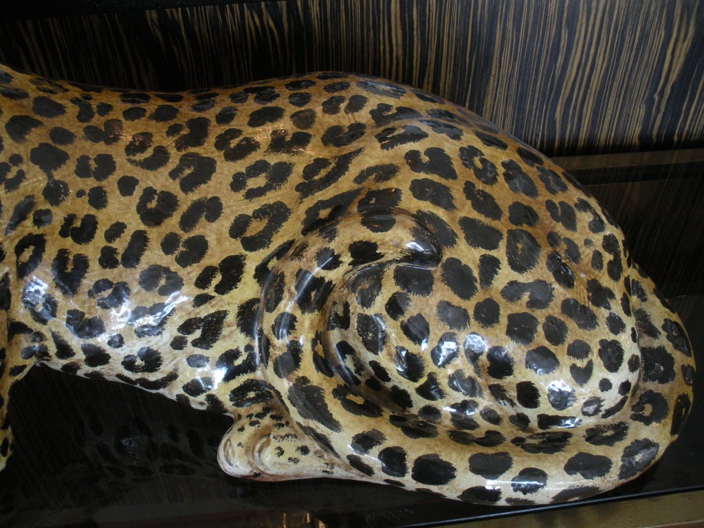 Vintage Italian Glazed Terra Cotta  Leopard 4