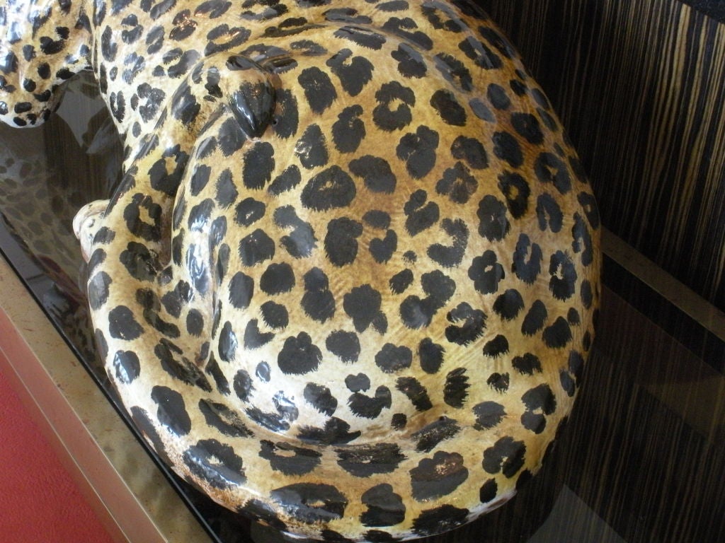 Vintage Italian Glazed Terra Cotta  Leopard 5