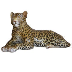 Vintage Italian Glazed Terra Cotta  Leopard