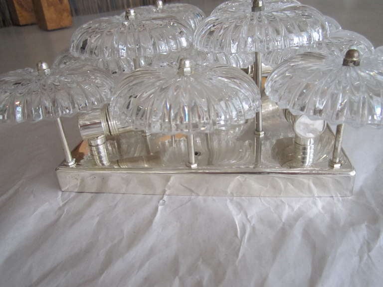Mid-20th Century European Glass Flush Mount Light Fixture- Four Available