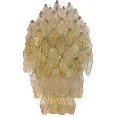 Large Yellow and Clear Venini Murano Glass Light Fixture