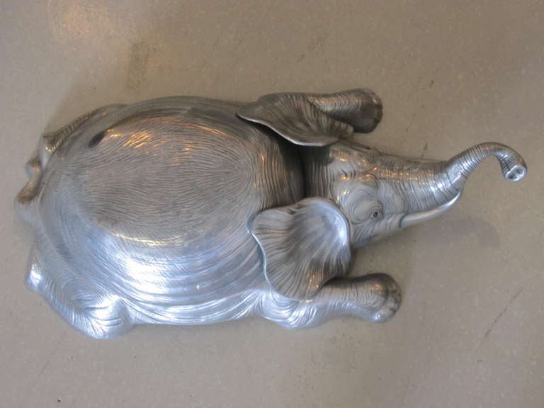 Signed elephant aluminum server by designer Arthur Court.