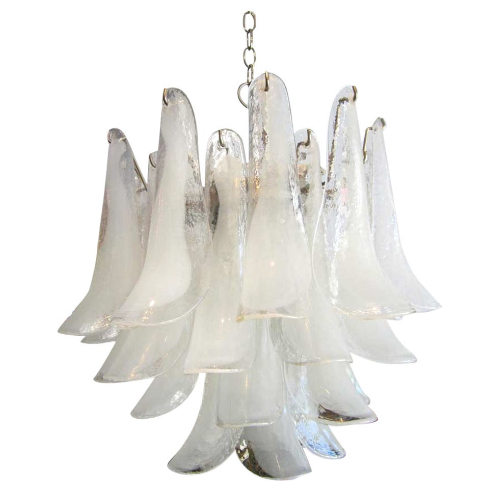 Vintage Clear and White Mazzega Murano Chandelier