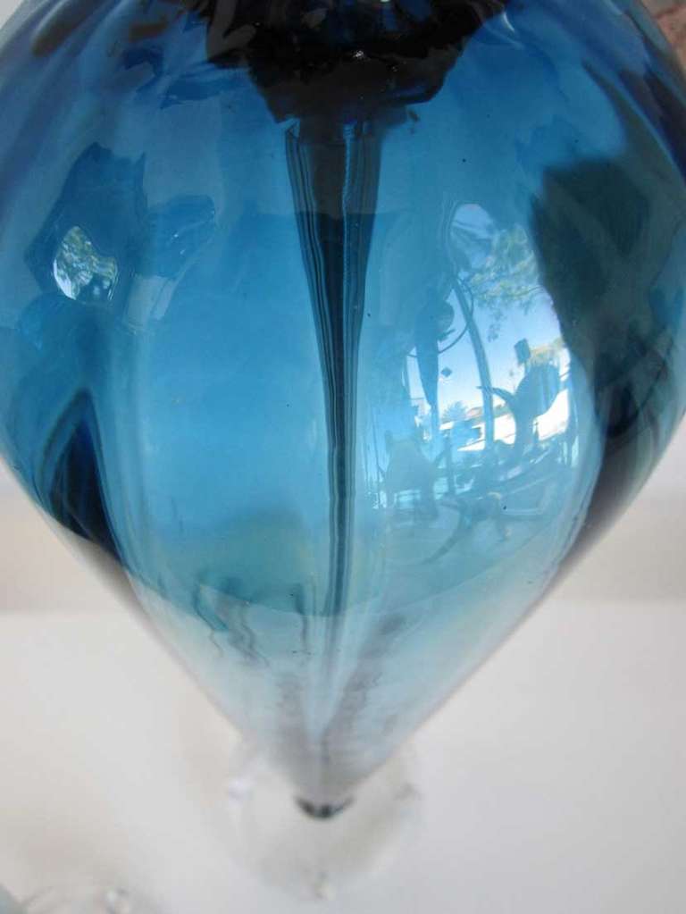 Pair of Vintage Blue Murano Teardrop Lamps In Excellent Condition In West Palm Beach, FL