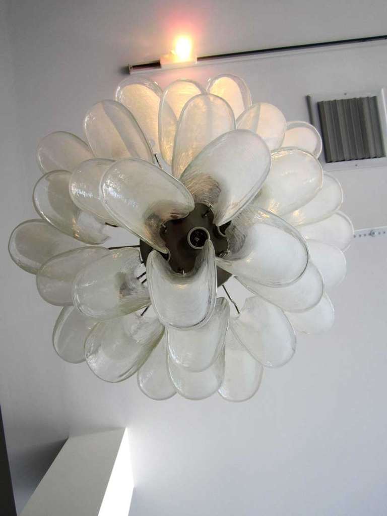 Glass Vintage Clear and White Mazzega Murano Chandelier