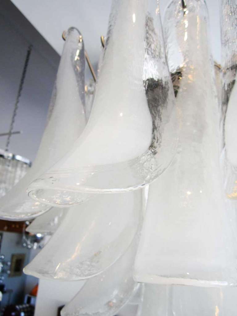 Mid-Century Modern Vintage Clear and White Mazzega Murano Chandelier