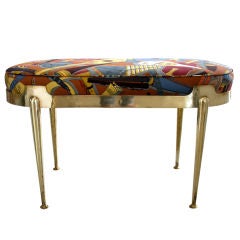 Italian Brass Bench with Fornasetti Fabric
