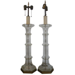 Pair of Large Glass Lamps by Chapman