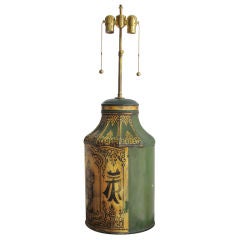 Antique Georgian Painted Tole Lamp