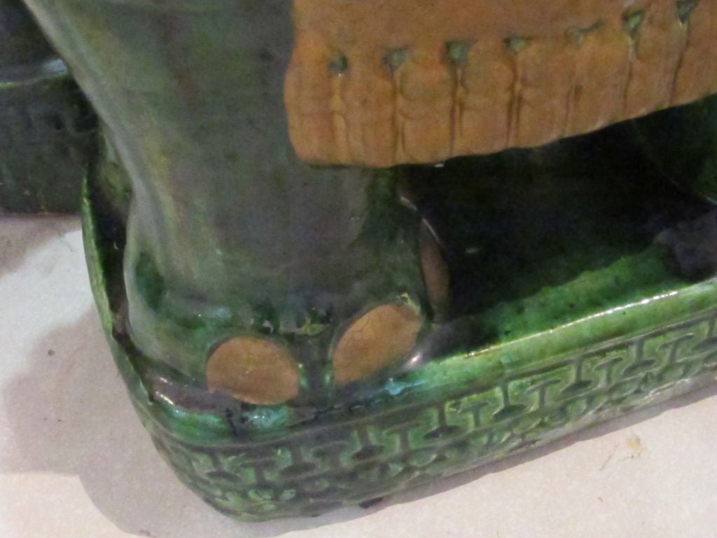 Pair of Glazed Terracotta Elephant Garden Seats 1