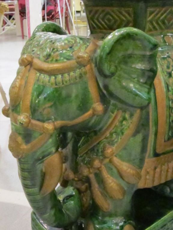 Pair of Glazed Terracotta Elephant Garden Seats 4