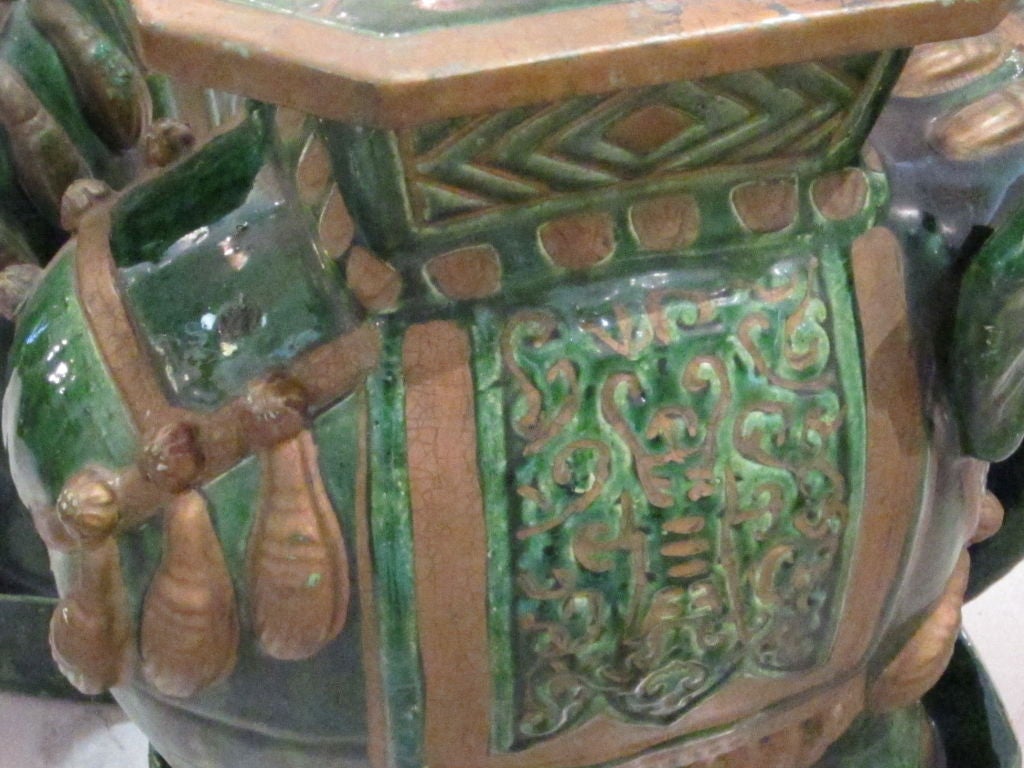Pair of Glazed Terracotta Elephant Garden Seats 5