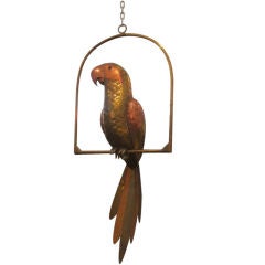 Sergio Bustamante Mixed Metal Parrot on Swing- Signed