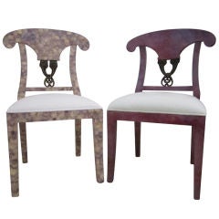 Group of Eight Enrique Garces Goatskin Dining Chairs