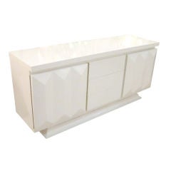 Geometric White Lacquer Credenza