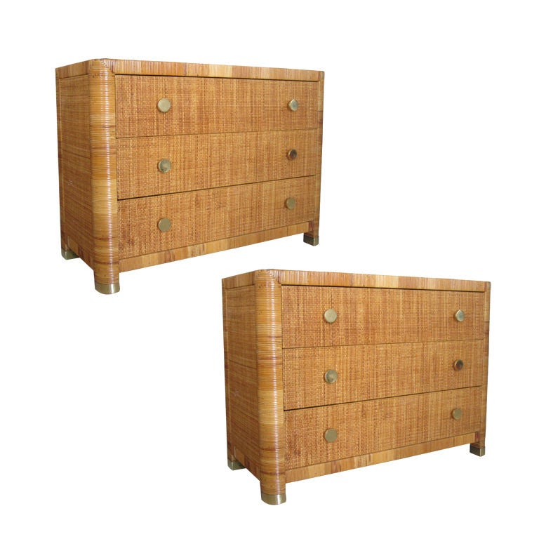 Pair of Woven Rattan Chests at 1stdibs