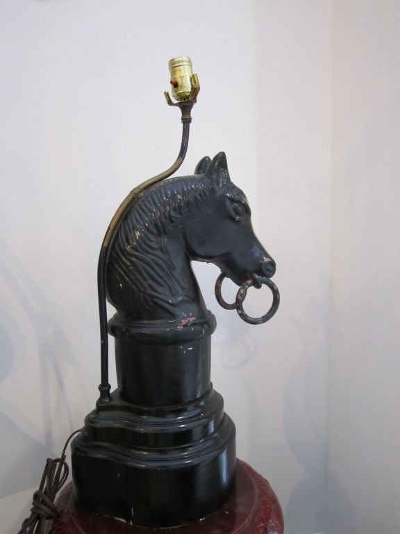 20th Century Vintage Iron Horse Head Lamp