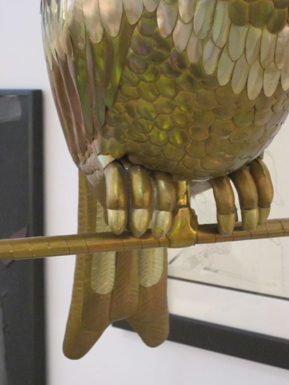 Mexican Plump Mixed Metal Bustamante Bird on Swing Sculpture