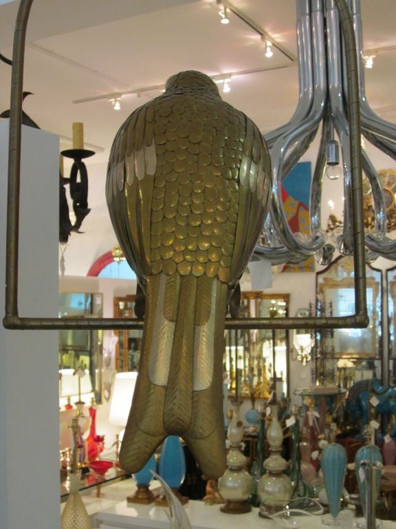 Plump Mixed Metal Bustamante Bird on Swing Sculpture 2