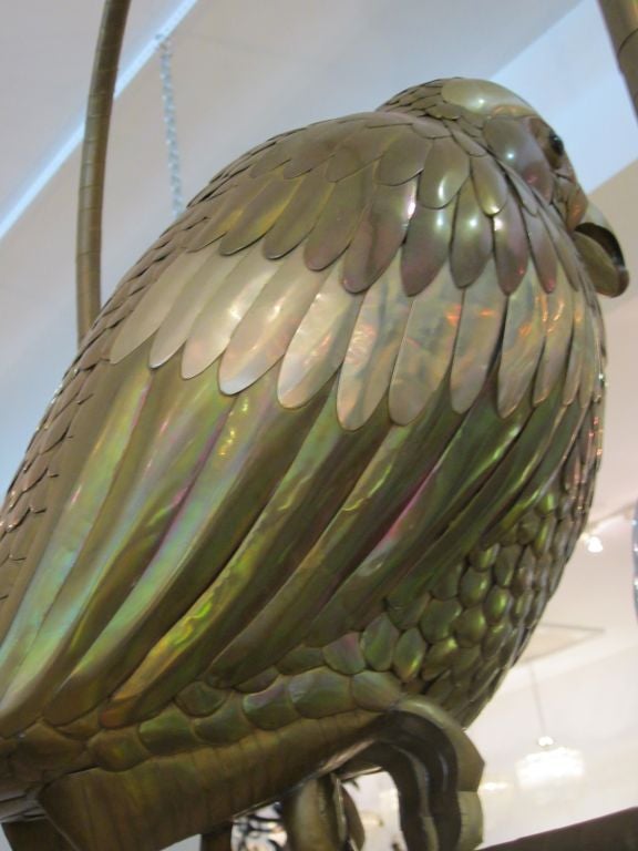 Plump Mixed Metal Bustamante Bird on Swing Sculpture 3