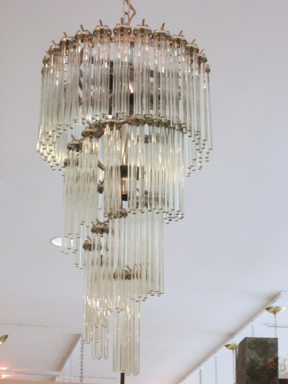 Vintage Lightolier Glass Rod Chandelier at 1stdibs