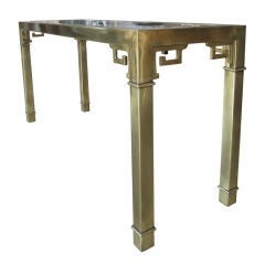 Mastercraft Brass Console Table with Glass Top