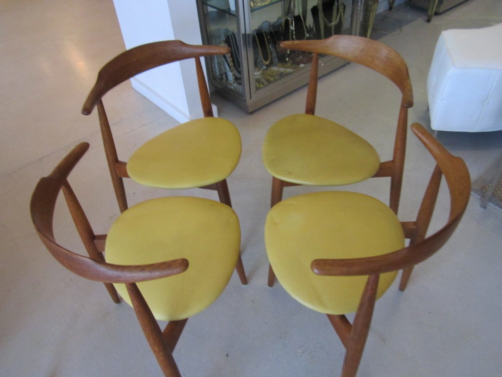 Danish Set of Four Hans Wegner - Fritz Hansen Three Legged Chairs