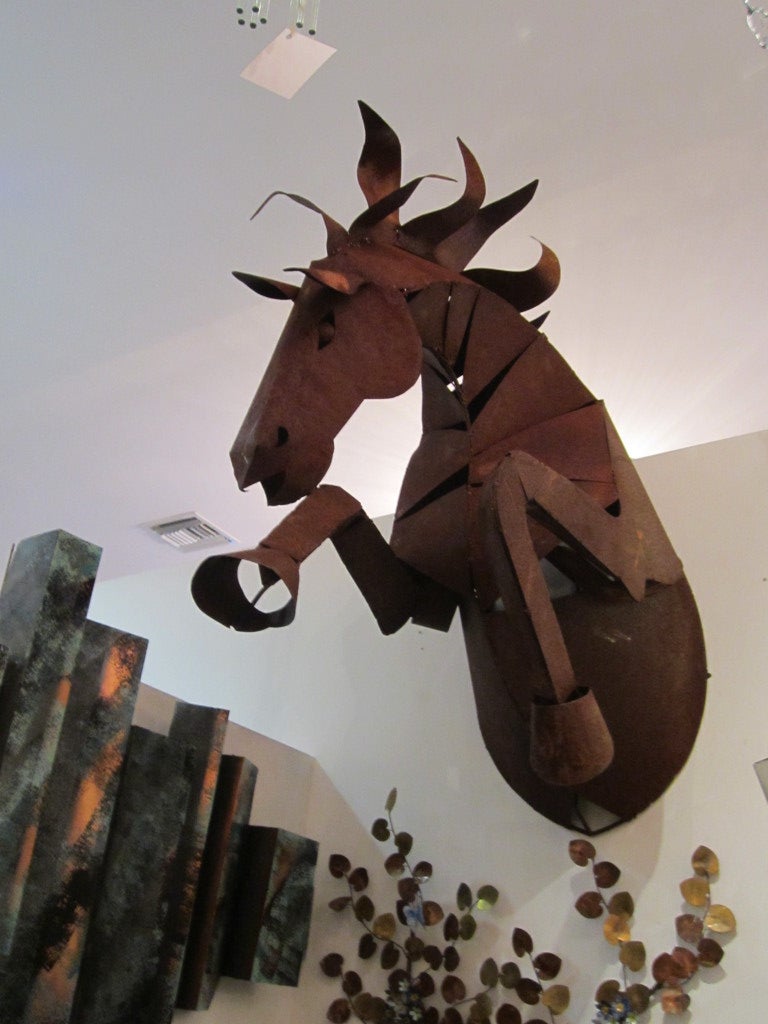 Unknown Gigantic Steel Horse Wall Sculpture