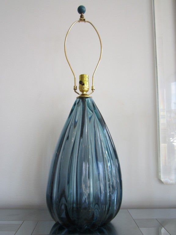 Large Blue Murano Glass Teardrop Lamp 6