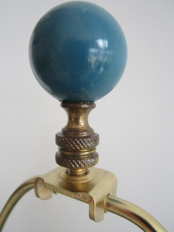 Large blue Murano glass lamp with brass hardware.