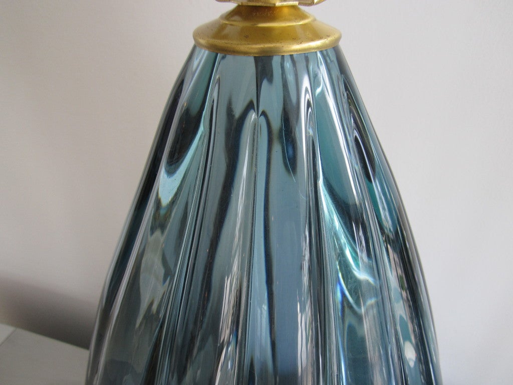Italian Large Blue Murano Glass Teardrop Lamp