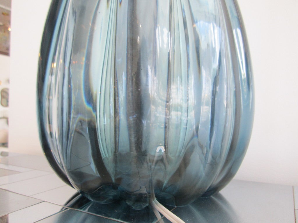 Large Blue Murano Glass Teardrop Lamp 3