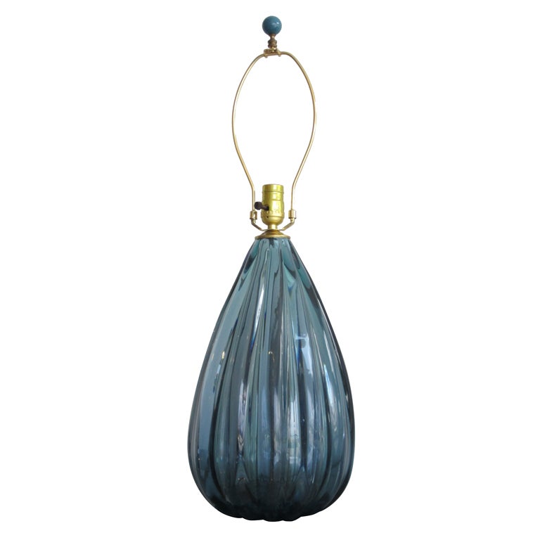 Large Blue Murano Glass Teardrop Lamp