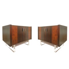 Pair of Vintage Modernage Rosewood Lucite Bedside Tables Pair of Vintage Modernage Rosewood Lucite Bedside Tables
