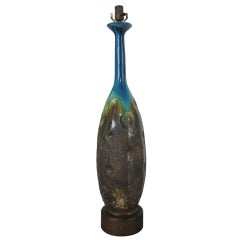 Large Italian Pottery Lamp with Volcanic Texture